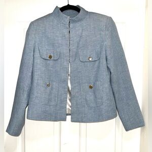 Zara Light Blue Blazer with Gold Buttons